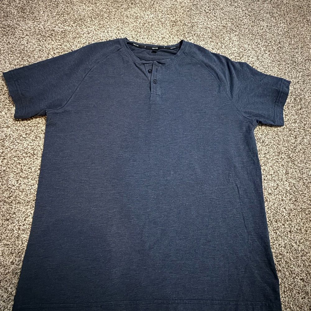 Public Rec Henley Shirt Mens‎ Large Blue Short Sleeve Pullover Pima Lyocell